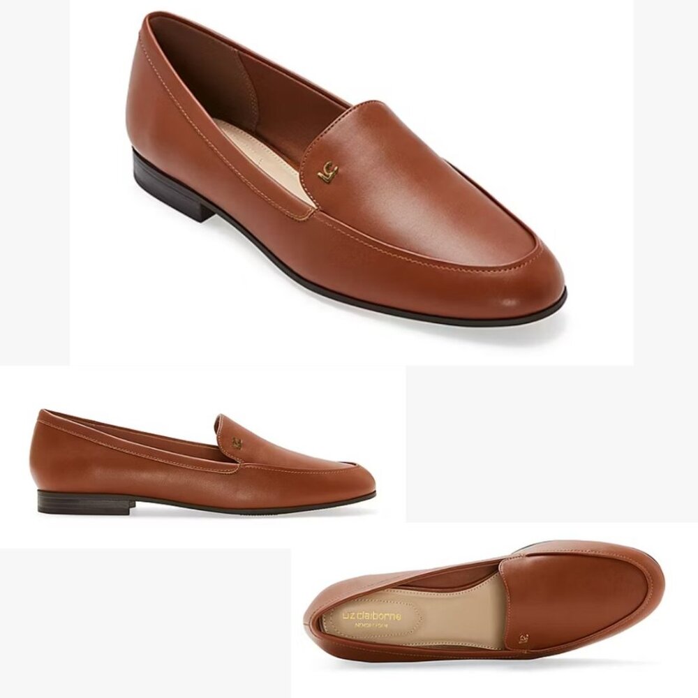 Liz Claiborne - Zaria Round Toe Flat Slip-On Loafer Mocs | Cognac Brown | 7